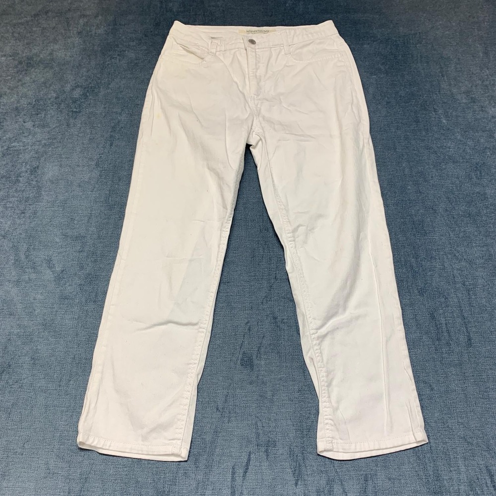 Jones New York Capri Jeans Womens 6 28x25.5 White Denim Stretch City Cuffed